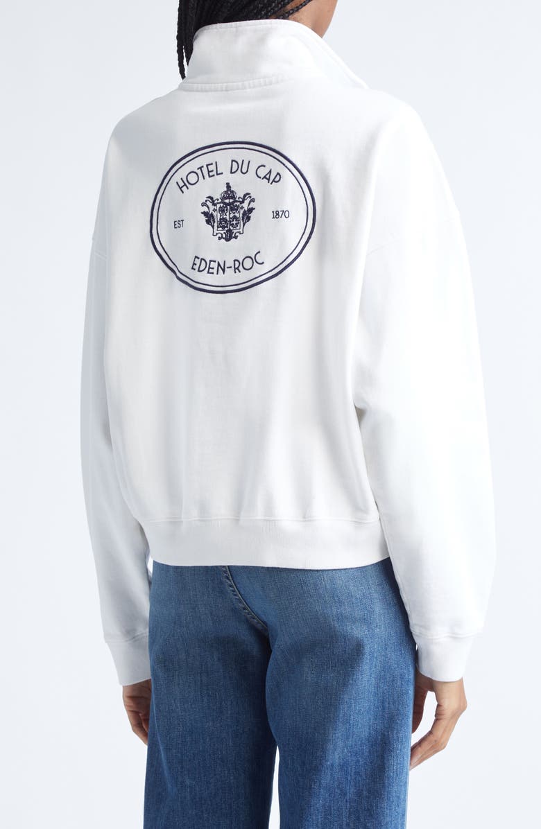 Sporty & Rich Eden Crest Quarter-Zip Cotton Fleece Sweatshirt, Alternate, color, White