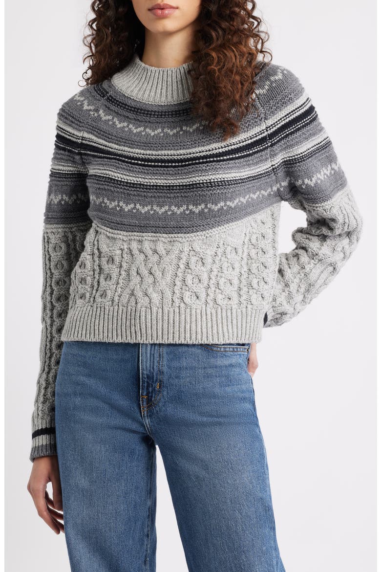 Ayana Fair Isle Mixed Stitch Sweater, Main, color, GREY MIST COMBO