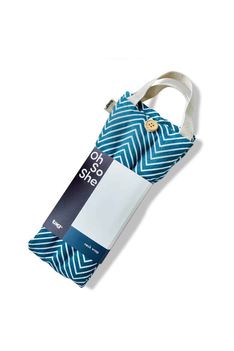 Chevron Warming Neck Wrap Teal Cotton Everyday, Main, color, Blue