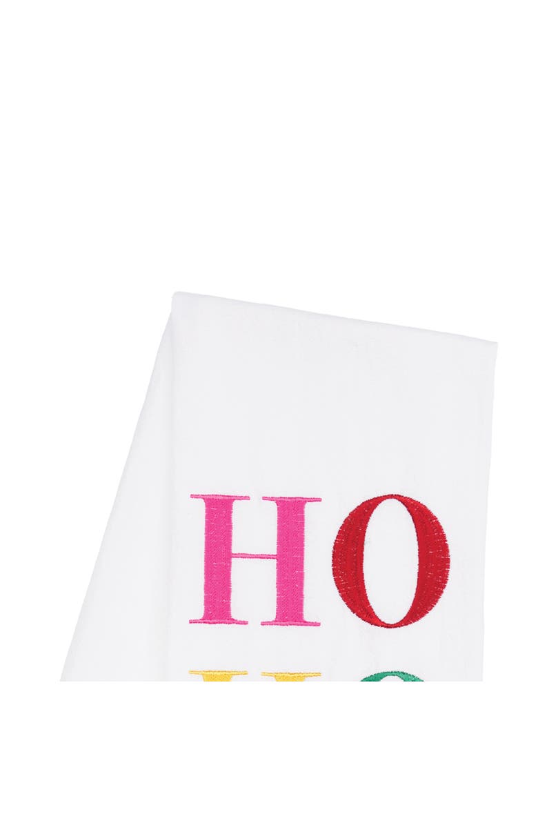 carol & frank "Ho Ho Ho" Christmas Embroidered 100% Cotton Flour Sack Dishtowel, Alternate, color, Red