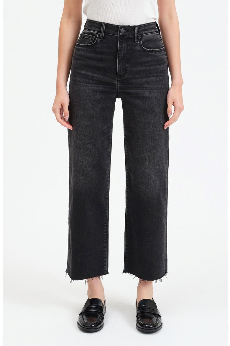 Pleaser High Waist Raw Hem Crop Jeans, Main, color, TWILIGHT