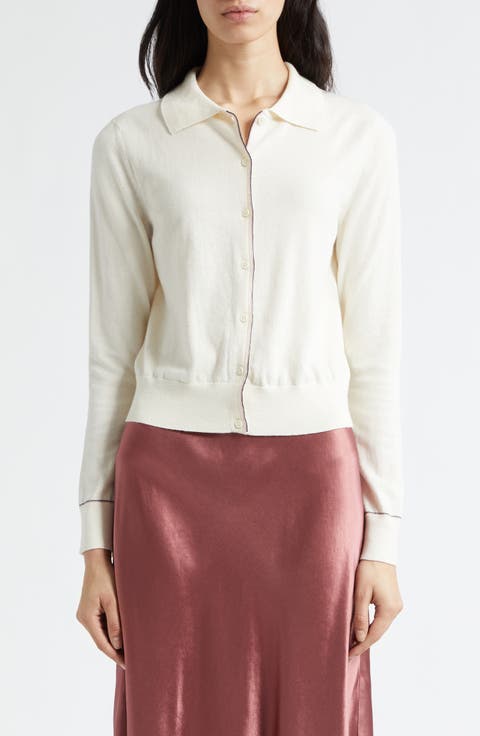 Cotton & Cashmere Blend Tipped Cardigan