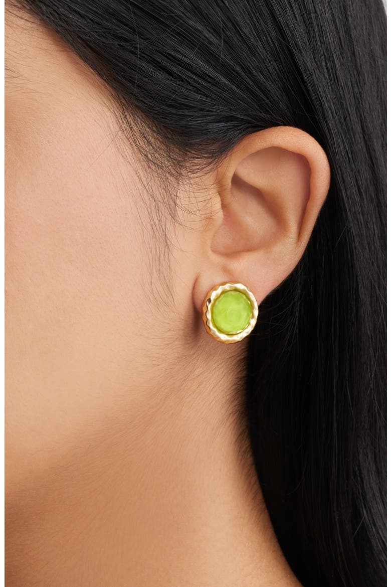 Bezel Round Clip-On Earrings, Alternate, color, GOLD