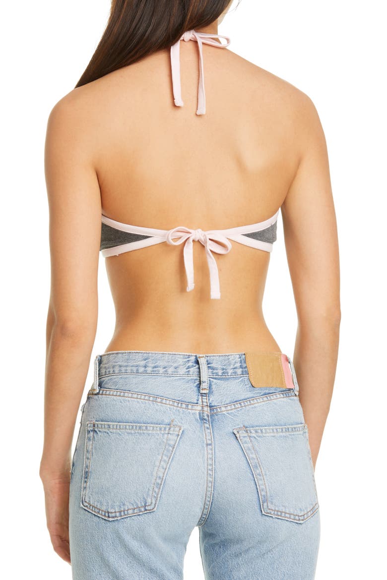x Sandy Liang Crystal Butterfly Terry Halter Top, Alternate, color, ASPHALT
