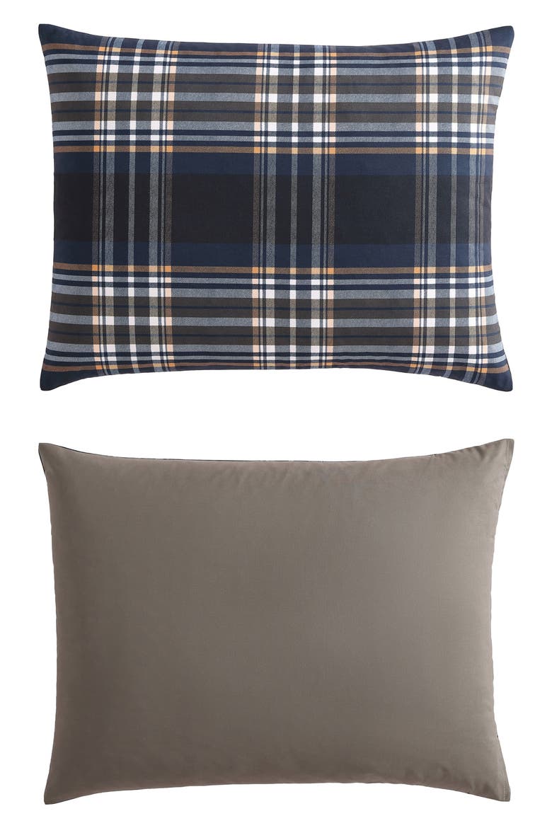 City Flats Plaid Cotton Comforter & Sham Set, Alternate, color, DARK BLUE