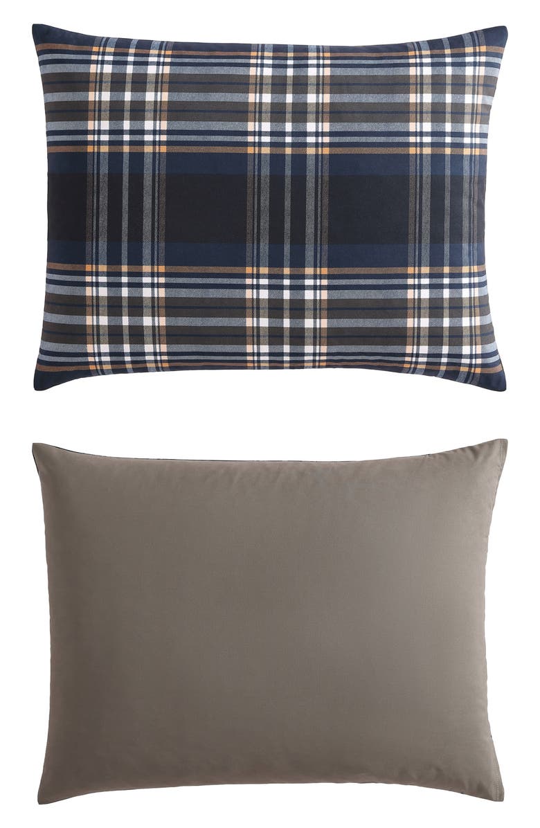 Wrangler City Flats Plaid Cotton Comforter & Sham Set, Alternate, color, Dark Blue