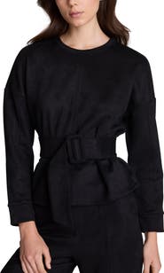 Kenneth Cole Belted Long Sleeve Crewneck Top