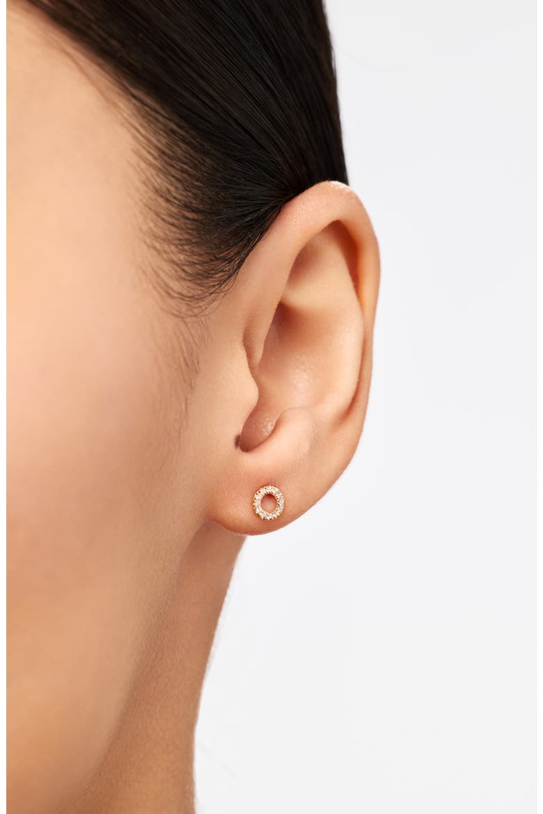 Solid Yellow Gold - Diamond Circle Studs, Alternate, color, Gold