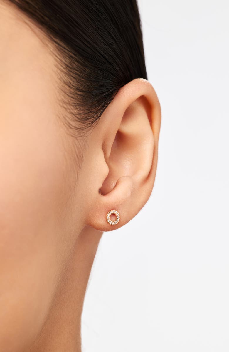 Ana Luisa Solid Yellow Gold - Diamond Circle Studs, Alternate, color, Gold