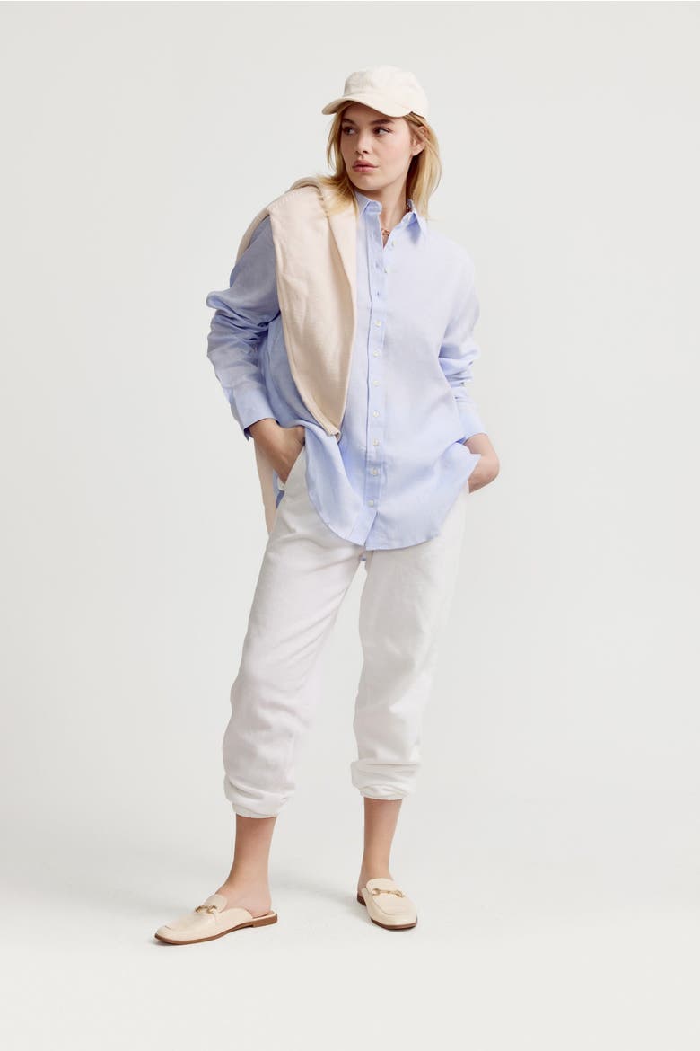 The Washed Linen Shirt, Alternate, color, Light Blue