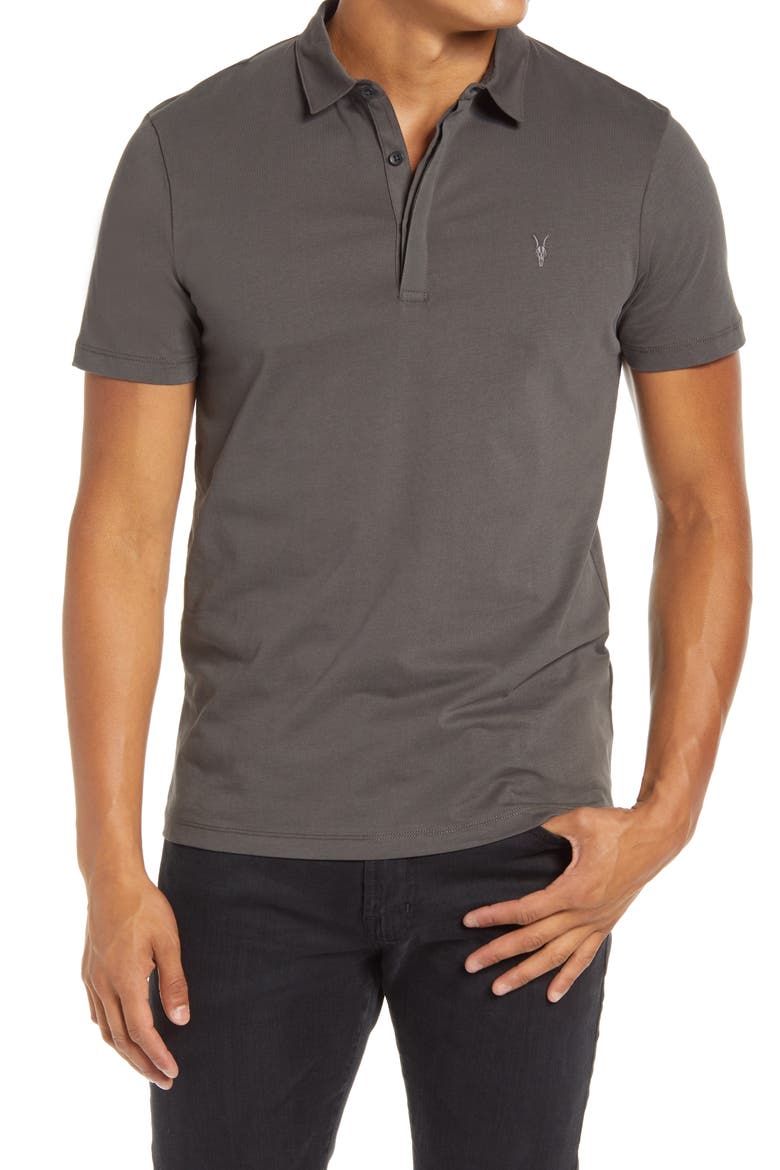 Brace Slim Fit Solid Polo, Main, color, SIDEWALK GREY