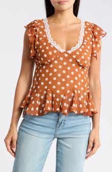 Polka Dot Ruffled Peplum Top