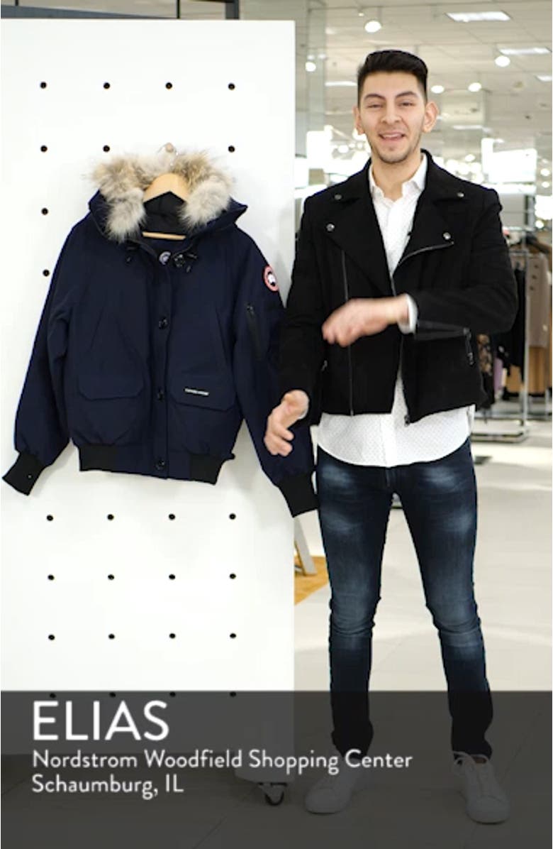 Chilliwack Hooded Down Bomber Jacket with Genuine Coyote Fur Trim, sales video thumbnail