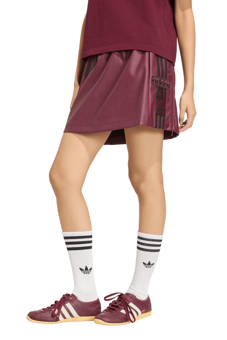 Adibreak Faux Leather Miniskirt, Main, color, MAROON/ BLACK