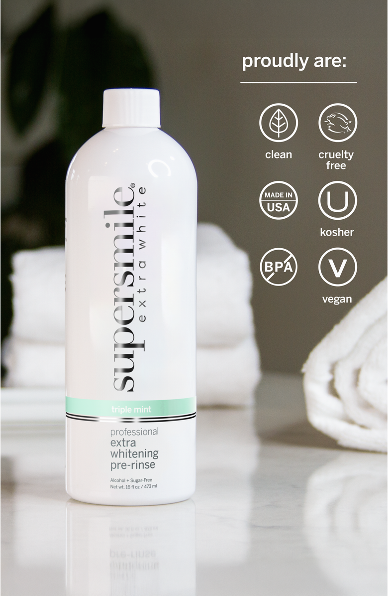 Supersmile Professional Extra Whitening Pre-Rinse 16oz - Triple Mint, Alternate, color, White