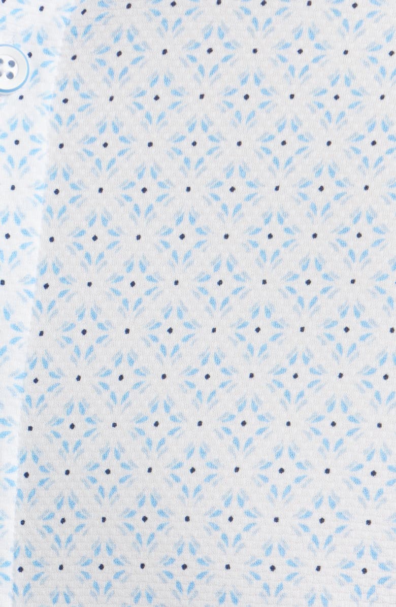 Mizzen+Main Halyard Trim Fit Short Sleeve Performance Button-Up Shirt, Alternate, color, White Radial Diamond