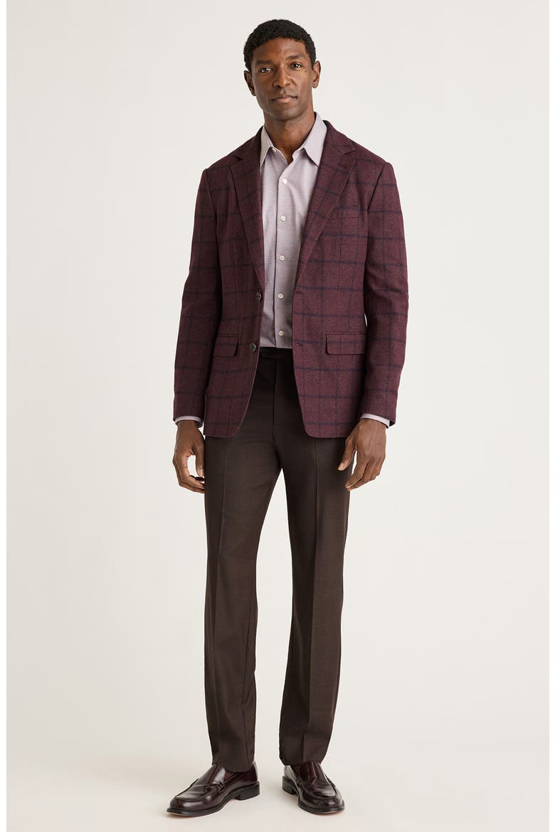 Unconstructed Italian Wool Windowpane Blazer, Alternate, color, BURGUNDY WINDOWPANE