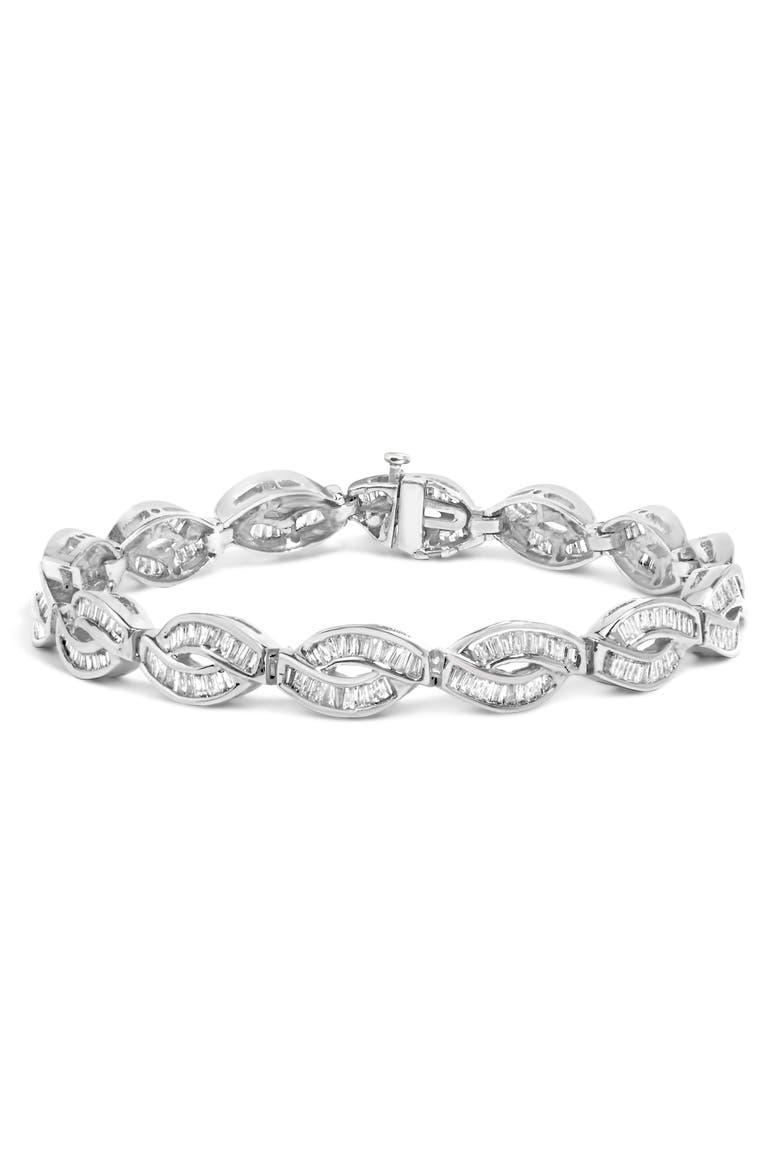 14K White Gold 2.00 Cttw Channel Set Baguette Diamond Vintage Style Link Bracelet, Main, color, White
