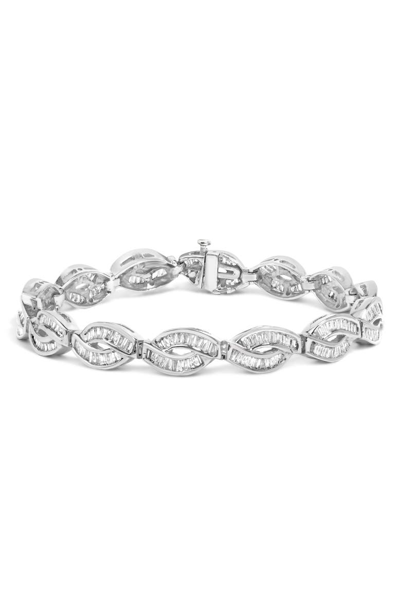 Haus of Brilliance 14K White Gold 2.00 Cttw Channel Set Baguette Diamond Vintage Style Link Bracelet, Main, color, White