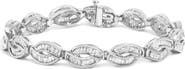 Haus of Brilliance 14K White Gold 2.00 Cttw Channel Set Baguette Diamond Vintage Style Link Bracelet