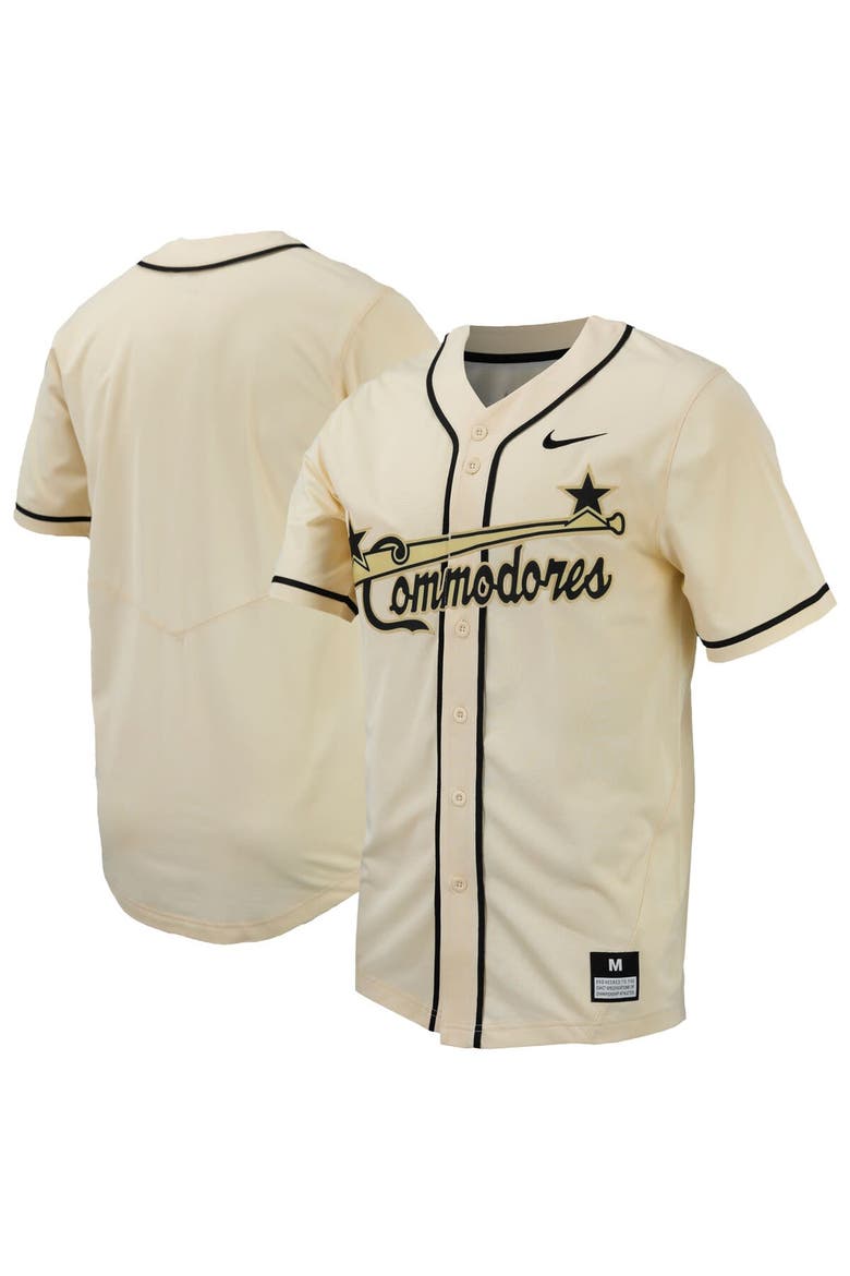 Men's Nike  Natural Vanderbilt Commodores Replica Full-Button Baseball Jersey, Alternate, color, Natural