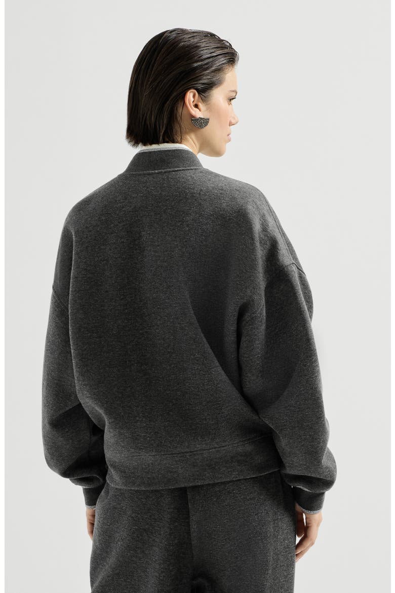 Techno cotton and cashmere interlock bomber jacket, Alternate, color, Anthracite