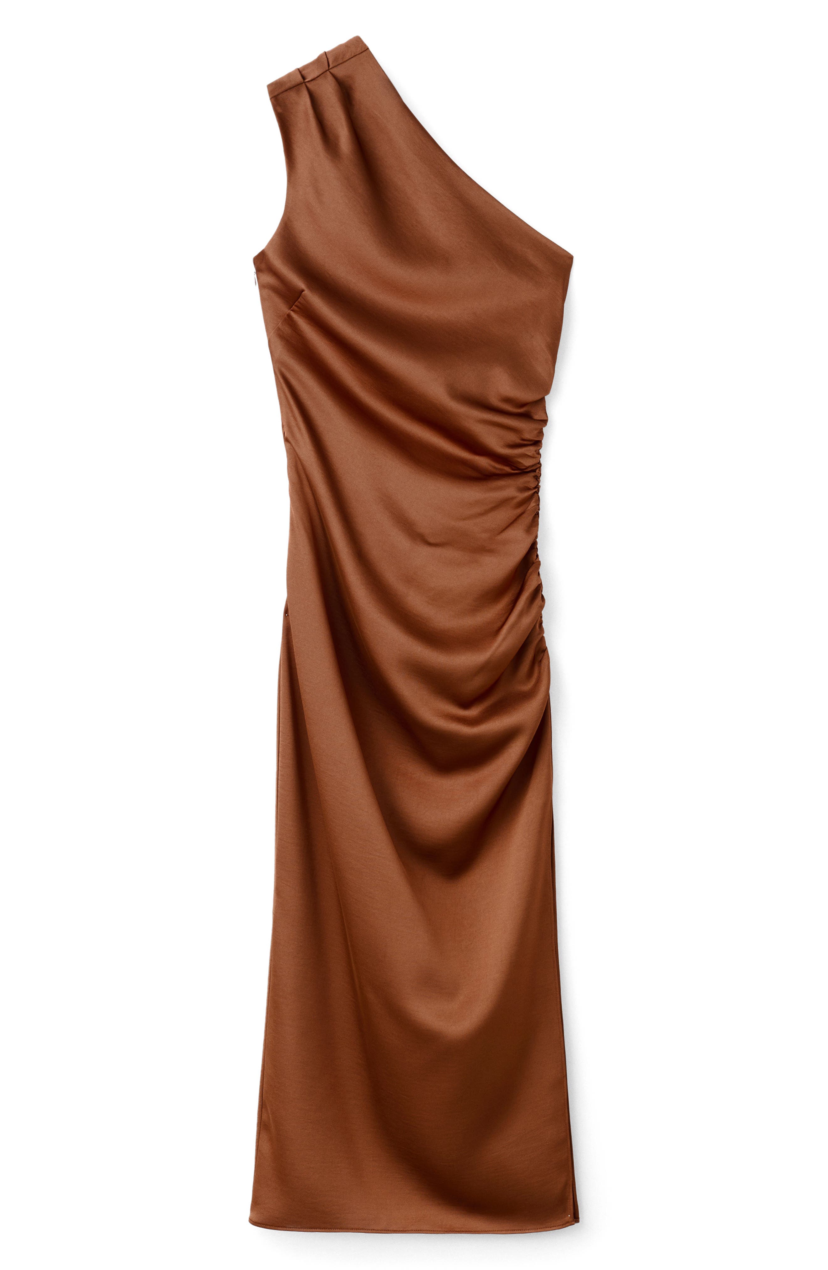 Ruched One-Shoulder Maxi Dress