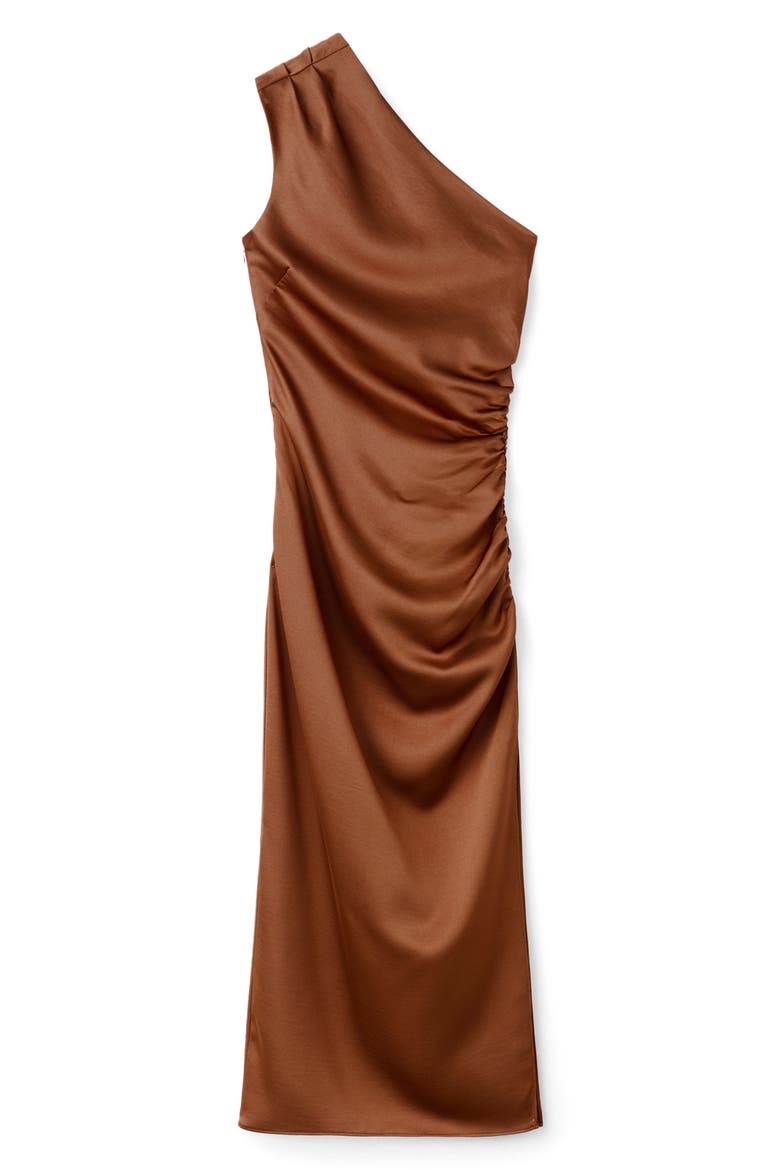 Ruched One-Shoulder Maxi Dress, Main, color, COPPER