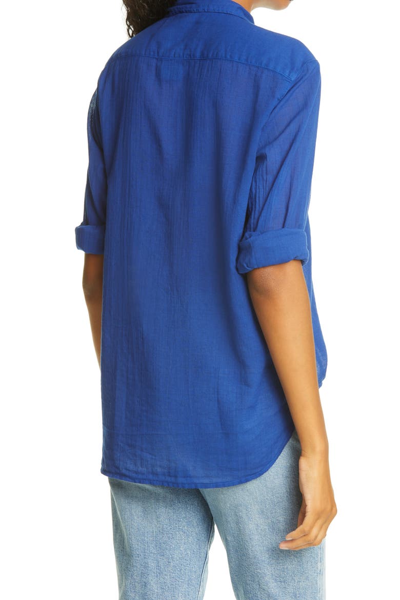 Eileen Tissue Button-Up Shirt, Alternate, color, COBALT VOILE