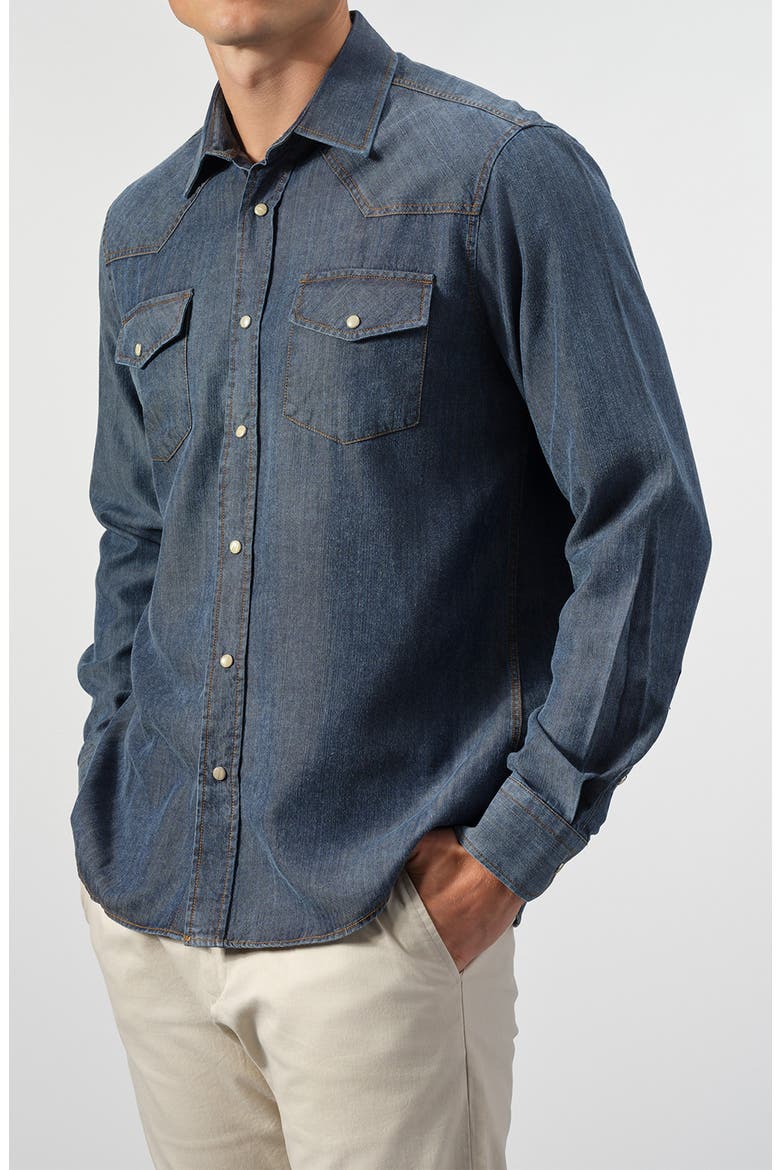 Snap-Up Denim Western Shirt, Alternate, color, INDIGO