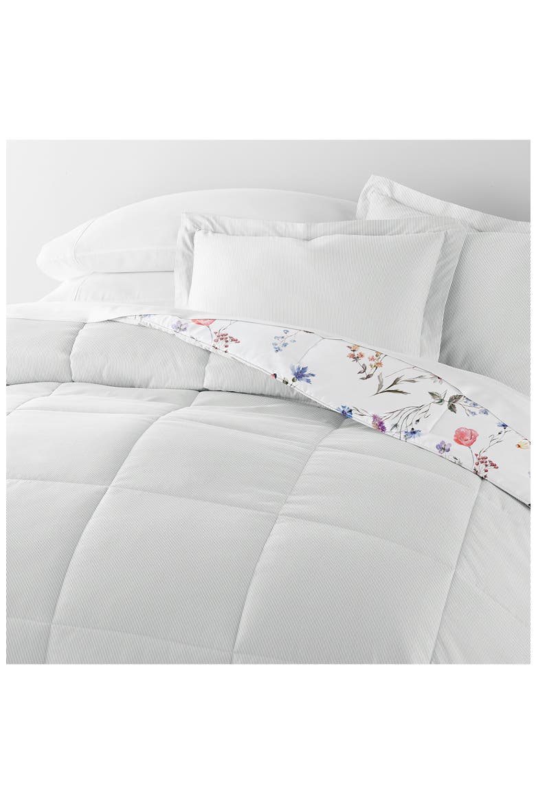 Meadow Stripe Reversible 3-Piece Comforter Set, Alternate, color, PINK