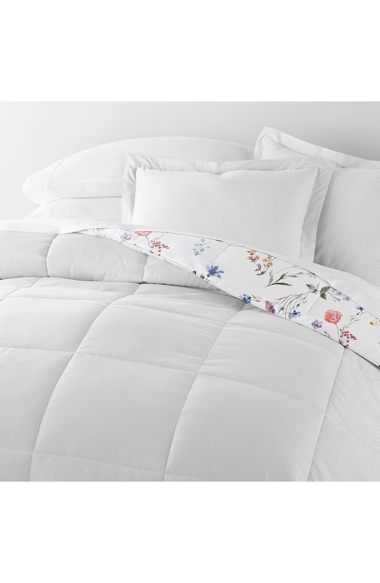 IENJOY HOME Meadow Stripe Reversible 3-Piece Comforter Set, Alternate, color, Pink