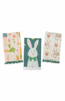 Tiramisu Spring Garden Bunny Set of 3 Cotton Kitchen Towels