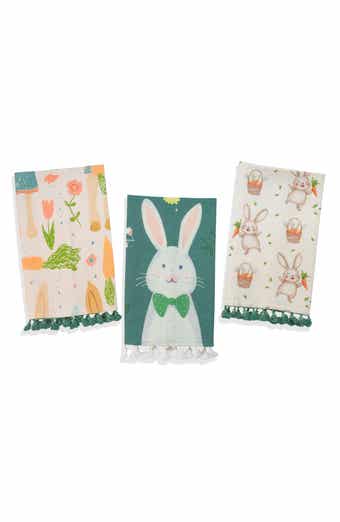 Tiramisu Spring Garden Bunny Set of 3 Cotton Kitchen Towels