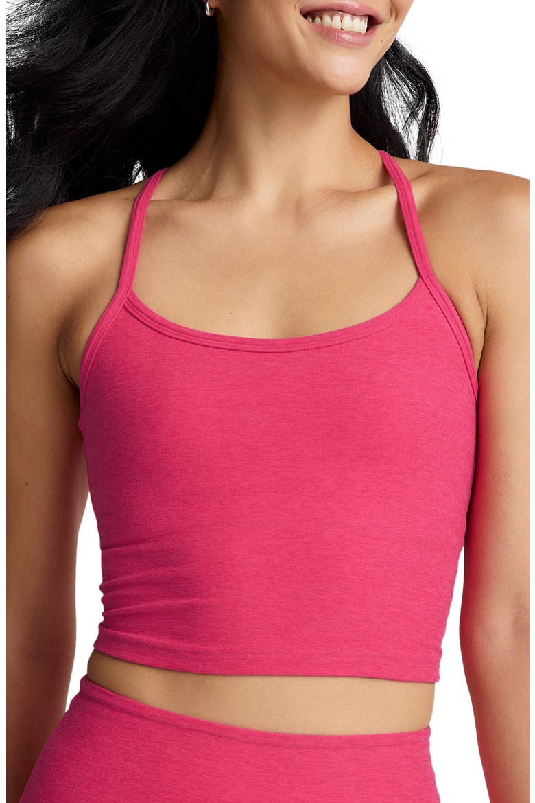 Space Dye Slim Racerback Crop Tank, Main, color, VIVID PINK HEATHER