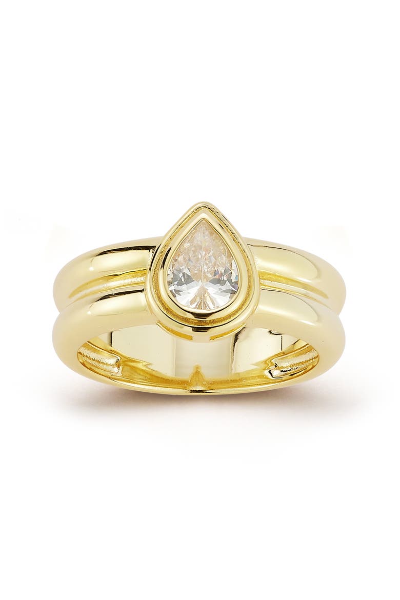 Pear Cut Cubic Zirconia Band Ring, Main, color, GOLD