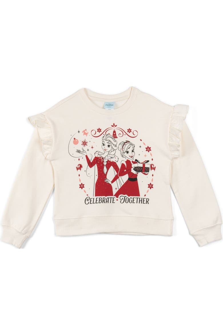 Frozen Holiday 2-Piece Fleece Sweatshirt and Pants Set, Alternate, color, Elsa Anna Red