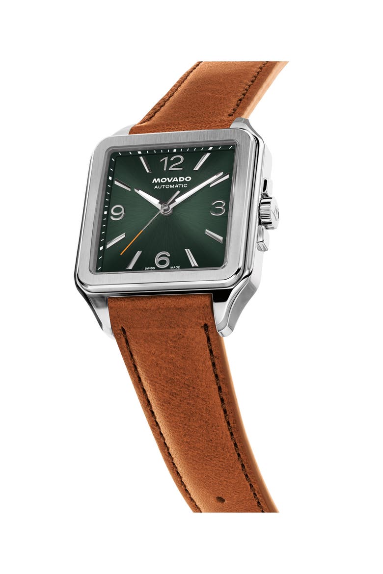 The Heritage 1917 Leather Strap Watch, 35mm x 45.2mm, Alternate, color, GREEN