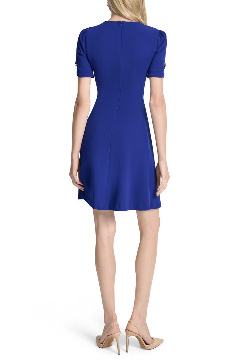 Button Trim Fit & Flare Midi Dress, Alternate, color, MARINE
