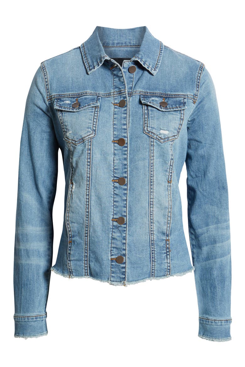 Arielle Frayed Denim Jacket, Alternate, color, PROCESS