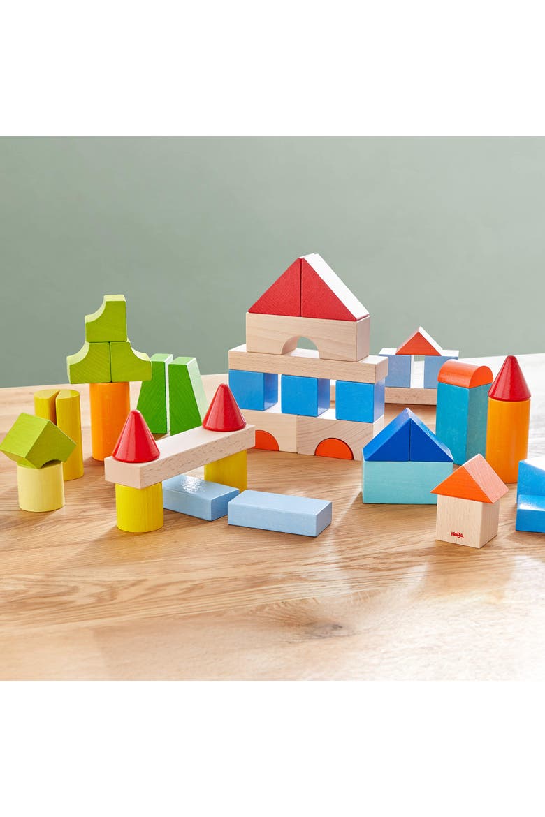 Colored Wooden Building Blocks - 46 Piece Set, Alternate, color, Multi