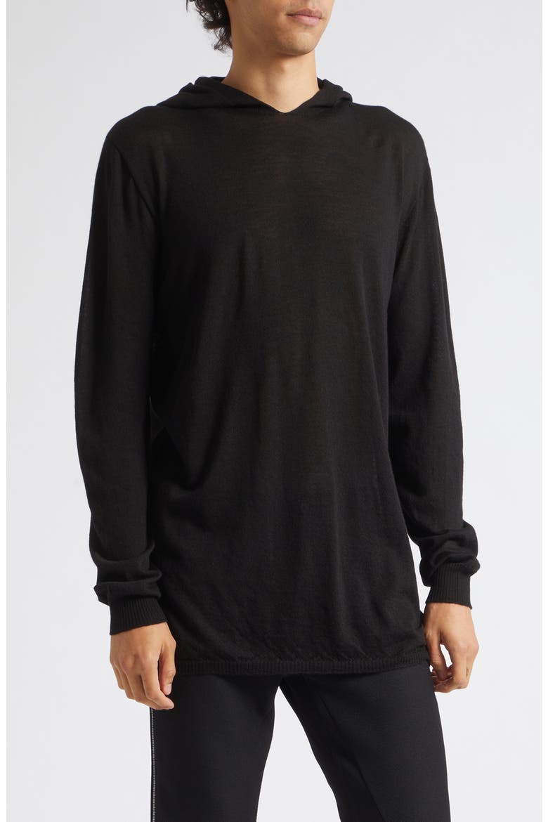 Oversize Hooded Wool Sweater, Main, color, BLACK