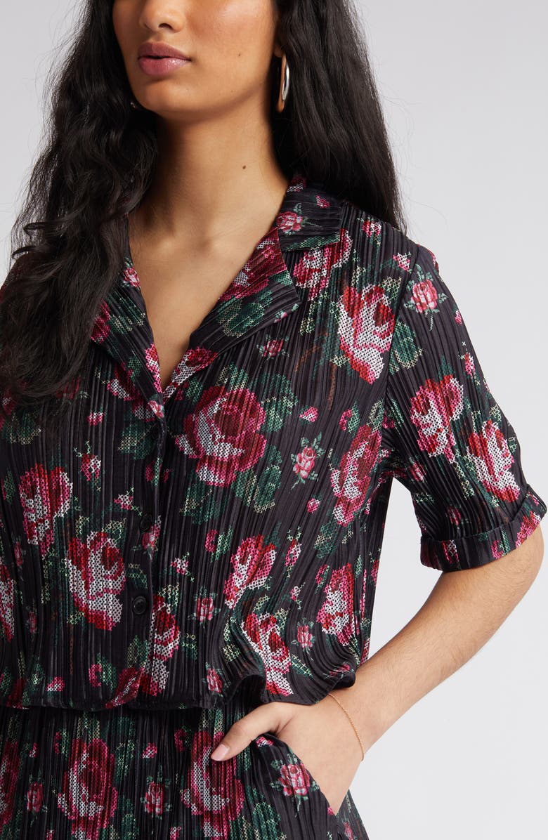 Dressed in Lala C'est La Vie Plissé Camp Shirt & Midi Skirt, Alternate, color, 