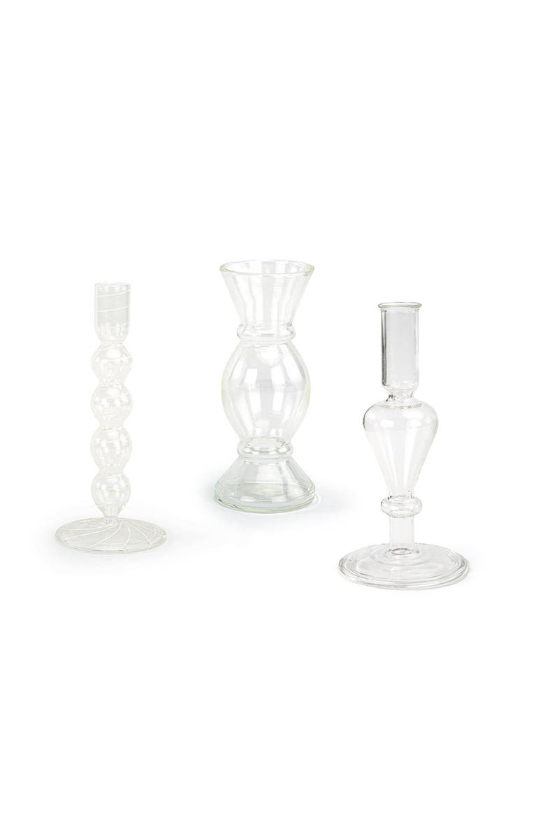 Etched Borosilicate Glass Bud Vases, Main, color, Smoke