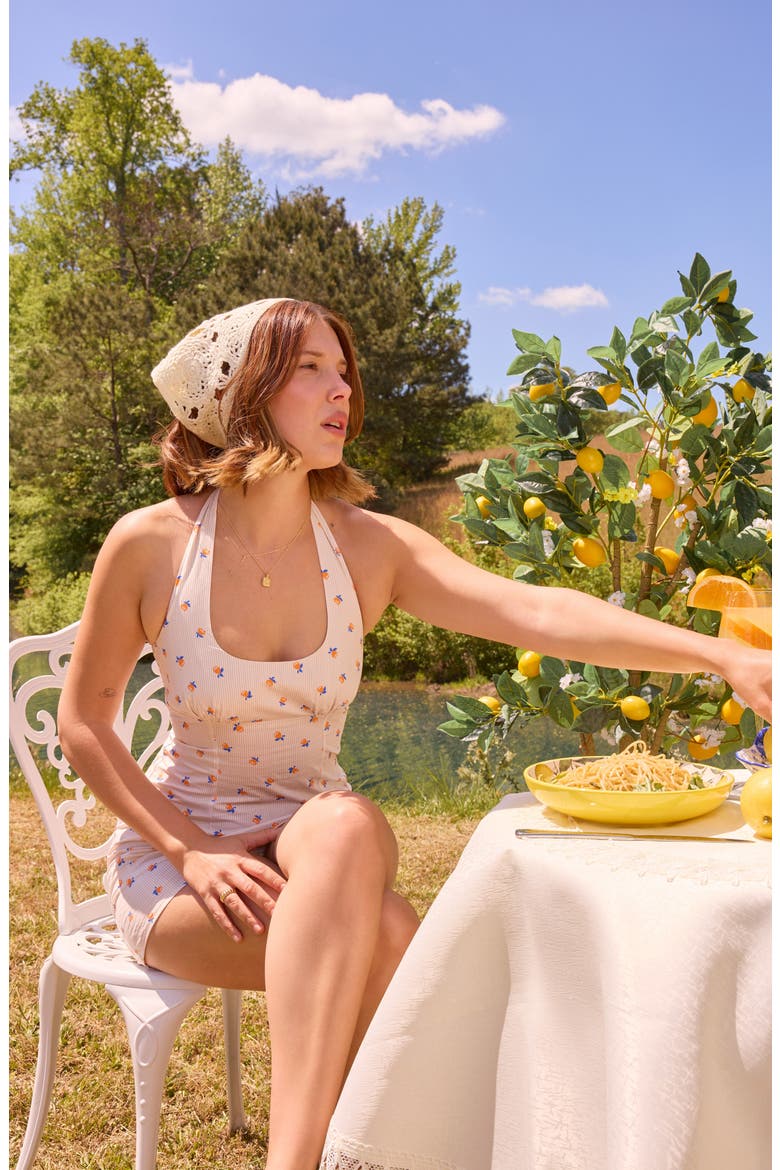 Citrus Stripe Halter Minidress, Alternate, color, CITRUS STRIPE
