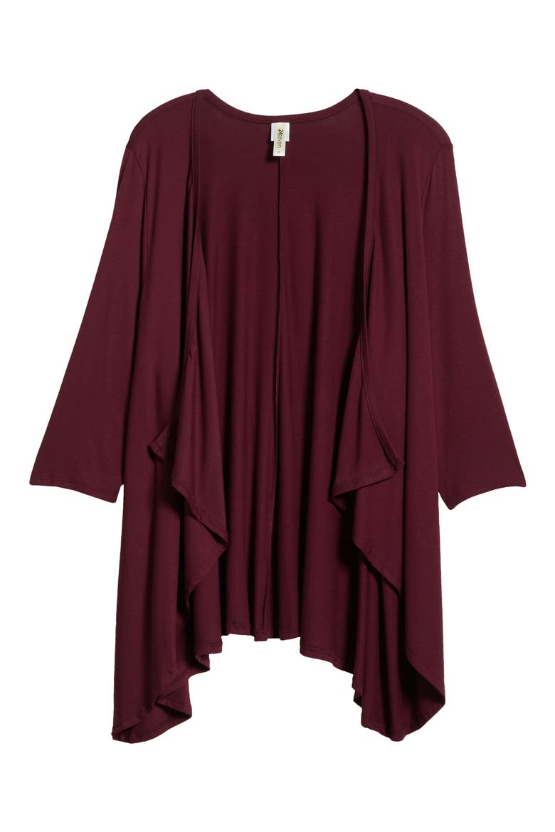 Open Front Cardigan, Alternate, color, WINE