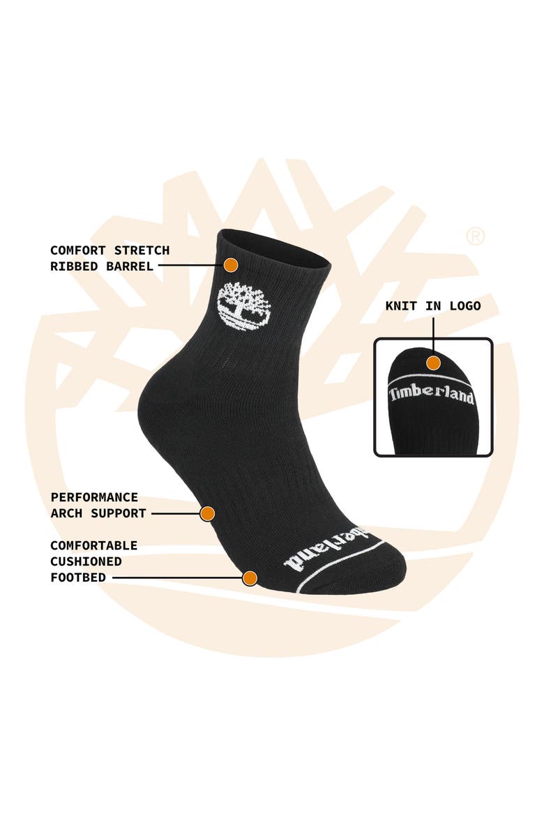 6-Pack Quarter Length Socks, Alternate, color, BLACK