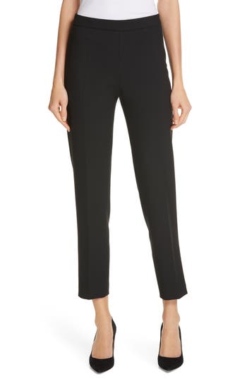 Hugo Boss Boss Tiluna Soft Stretch Side Zip Ponte Trousers In Black