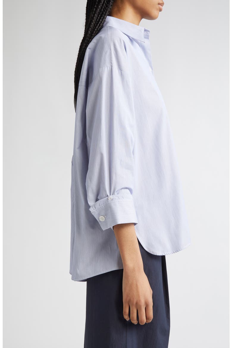 New Earl Pinstripe Button-Up Shirt, Alternate, color, WHITE / BLUE