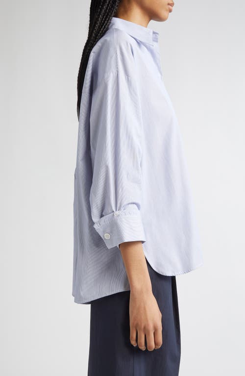 Twp New Earl Pinstripe Button-up Shirt In Blue